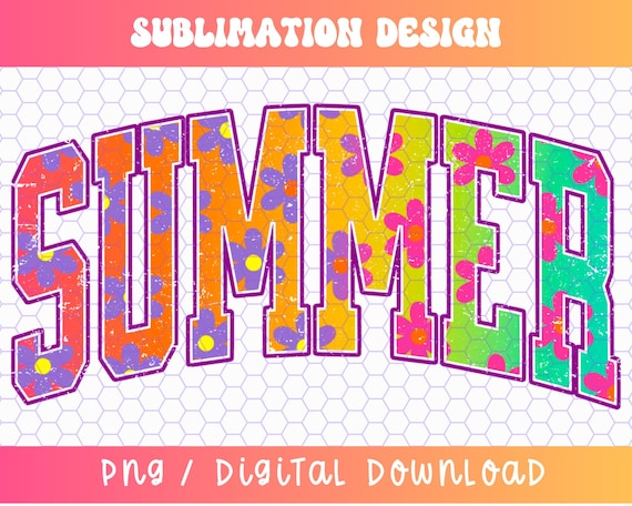 Summer PNG, Varsity Png, Retro Summer Png, Trendy Summer Png, Rainbow Gradient Png, Summertime Png, Distressed Png, Neon Summer Png