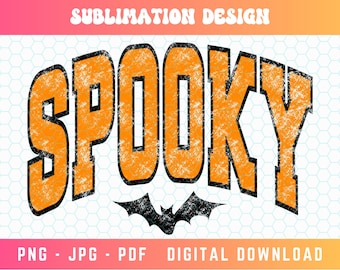 Spooky PNG, Varsity Png, Bat Png, Spooky Season Png, Spooky Vibes Png, Trendy Halloween Png, Retro Halloween Png, Halloween Sublimation