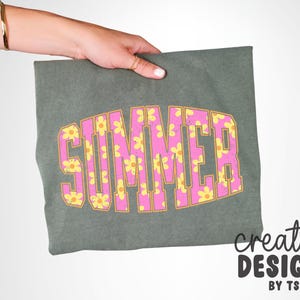 Summer PNG | Varsity Font | Flowers | Summer Designs | Retro Flowers | Summertime | Distressed | Sublimation | Digital Download image 5