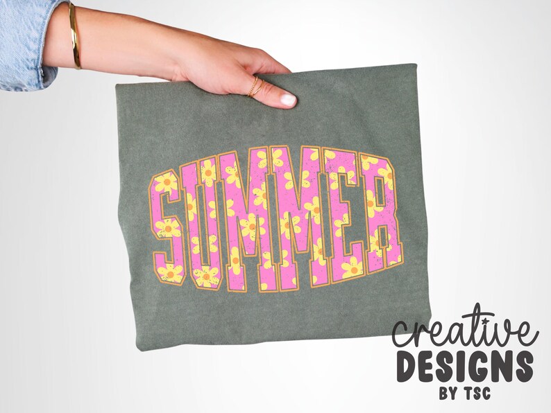 Summer PNG | Varsity Font | Flowers | Summer Designs | Retro Flowers | Summertime | Distressed | Sublimation | Digital Download image 5