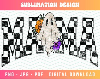 Mama PNG, Halloween Mama TShirt Png, Varsity Png, Mom Life Png, Fantasma Png, Png di Halloween alla moda, Png retrò, Png a scacchi, Png in difficoltà
