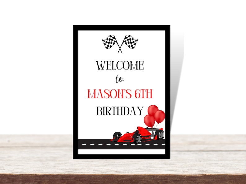 Race Car Birthday Party Template Bundle, Racing Party Invitation, Race