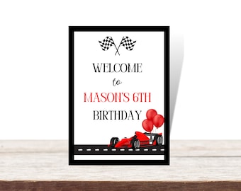 Race Car Birthday Party Welcome Sign, Race Car Welcome Sign Template, Editable Party Banner, Instant Download, Size A1