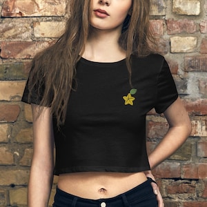 Embroidered Poupu Fruit Kingdom Hearts Women&#39;s Crop Top
