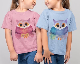 Owlet Toddler T-shirt | Owl Illustrated Colorful Fine Jersey Tee for Kids, Gift for boys, Gift for girls