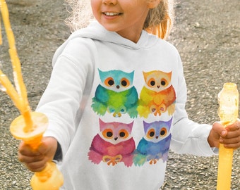 Owlets Kid's Fleece Hoodie | Owl Illustration Toddler Pullover Hoodie, Cute Winter Hoodie, Gift for Baby Boy, Gift for Baby Girl