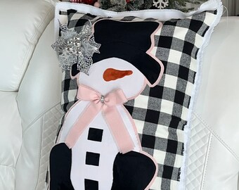 Funda de almohada de muñeco de nieve de 18 pulgadas x 25 pulgadas.