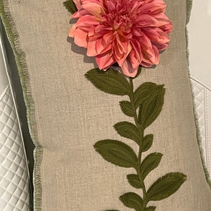 Pink Dahlia pillow cover 16x22, side zipper.
