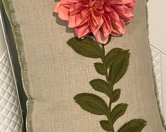 Funda almohada Dahlia rosa 16x22, cremallera lateral.