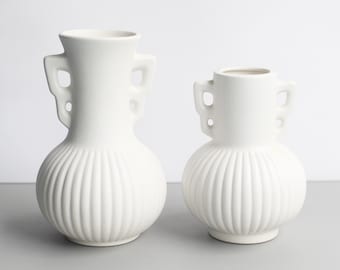Vase en céramique avec poignée, vase de cruche en crème, vases de cruche décoratifs en céramique, vase d'herbe de pampa