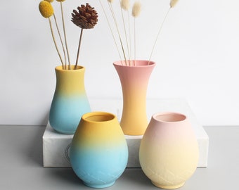 Vases en céramique pour fleurs séchées Vase bourgeon multicolore, cadeau de Noël, petit vase bohème, vase d'étagère pour décoration d'intérieur unique, mariage