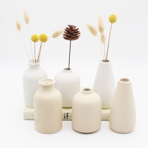 Small White Vase Ceramic Vases for Flowers Unique Home Decor, Bud Vases Boho Vases for Dried Flower Wedding Decoration