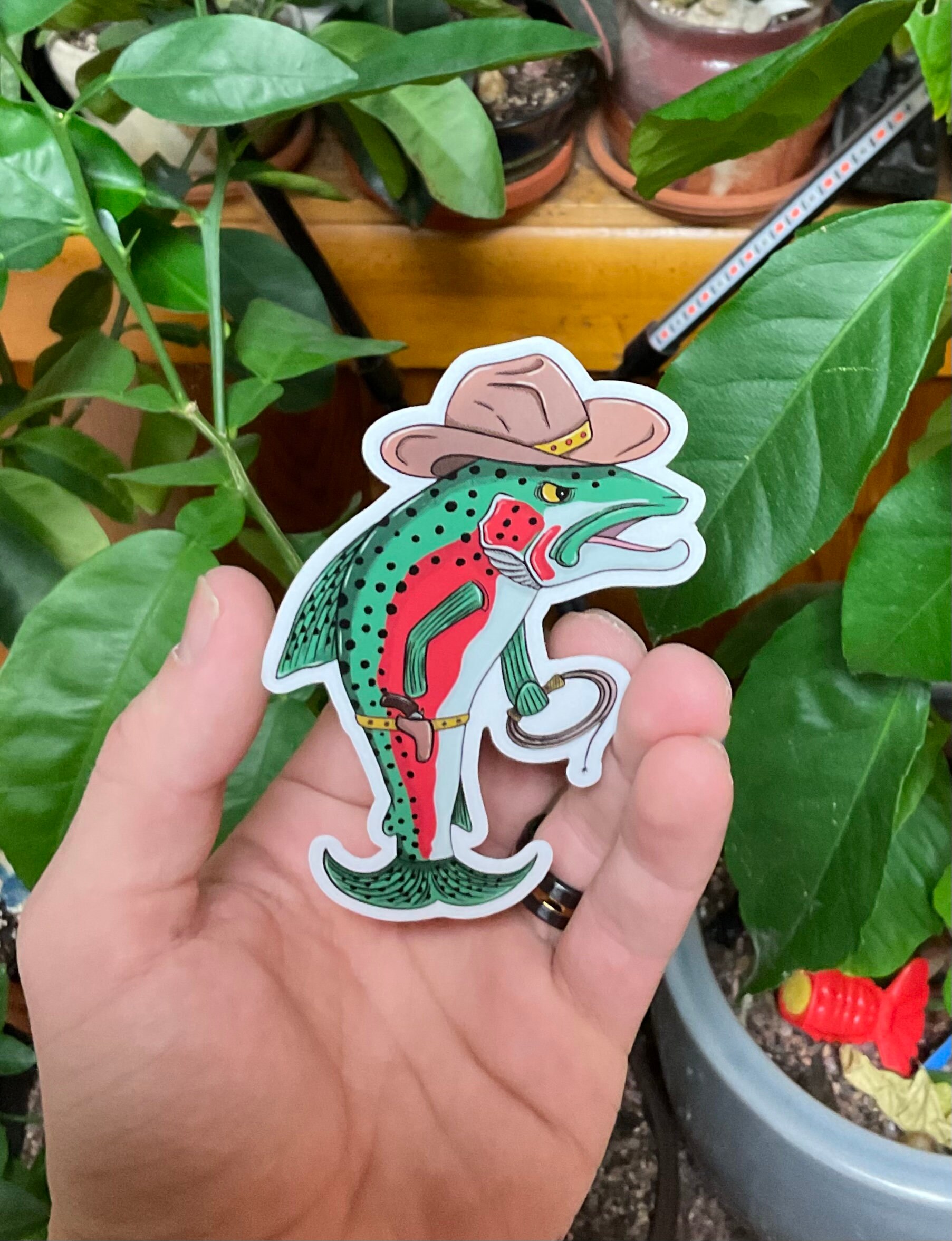 Cowboy Rainbow Trout Fly Fishing Sticker - Etsy