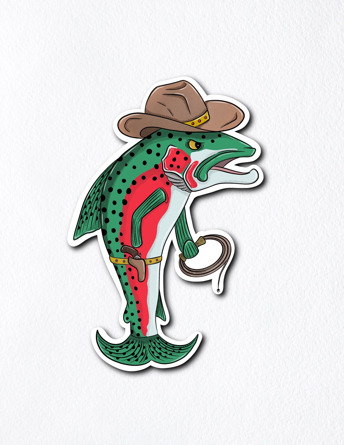 Cowboy Rainbow Trout Fly Fishing Sticker - Etsy