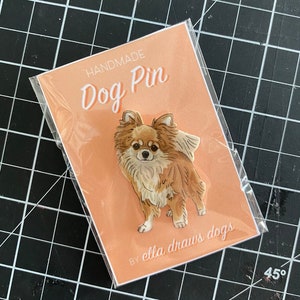 Handmade Dog Pin | Long-Haired Chihuahua – Fawn