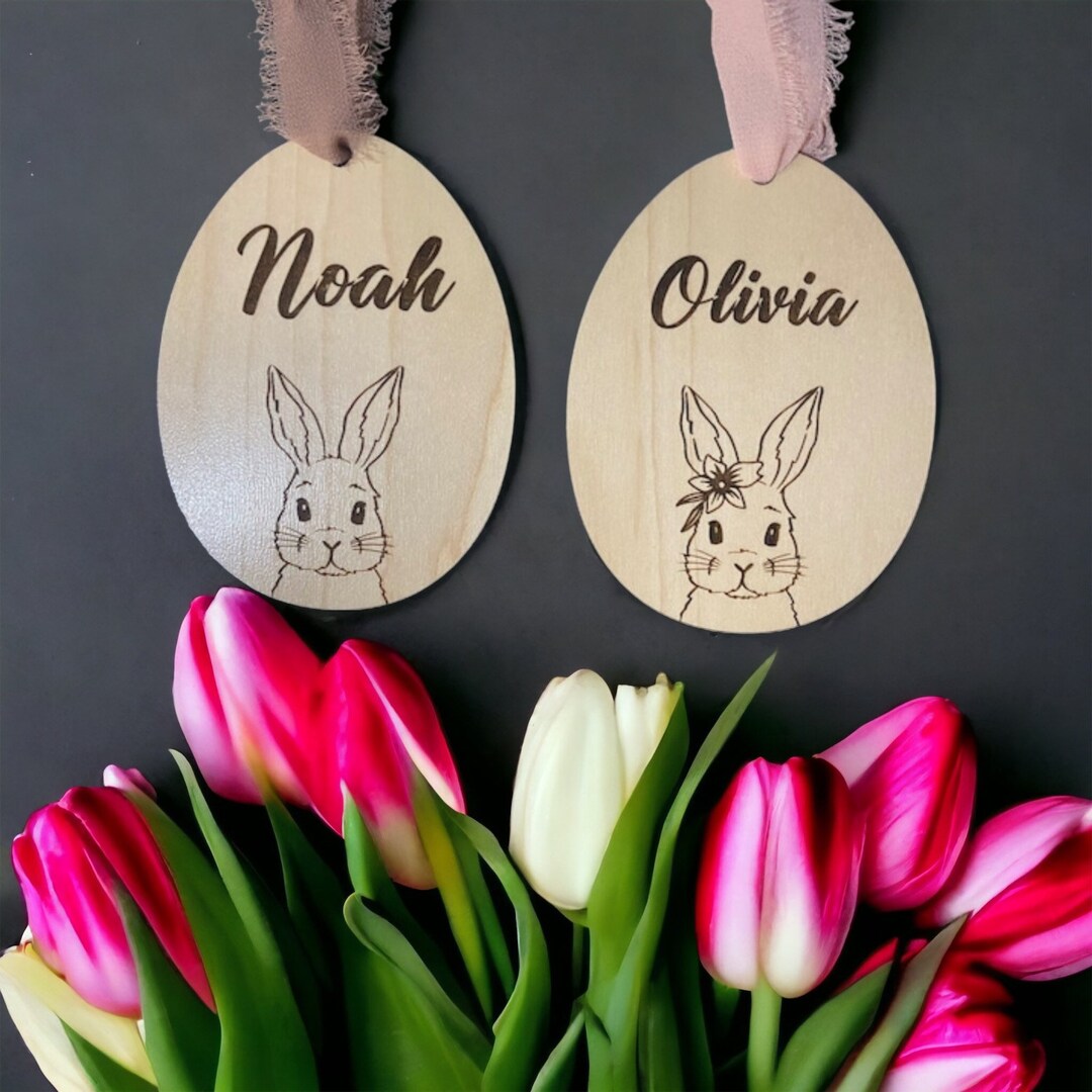 Personalized Easter Bunny Basket Tags Etsy