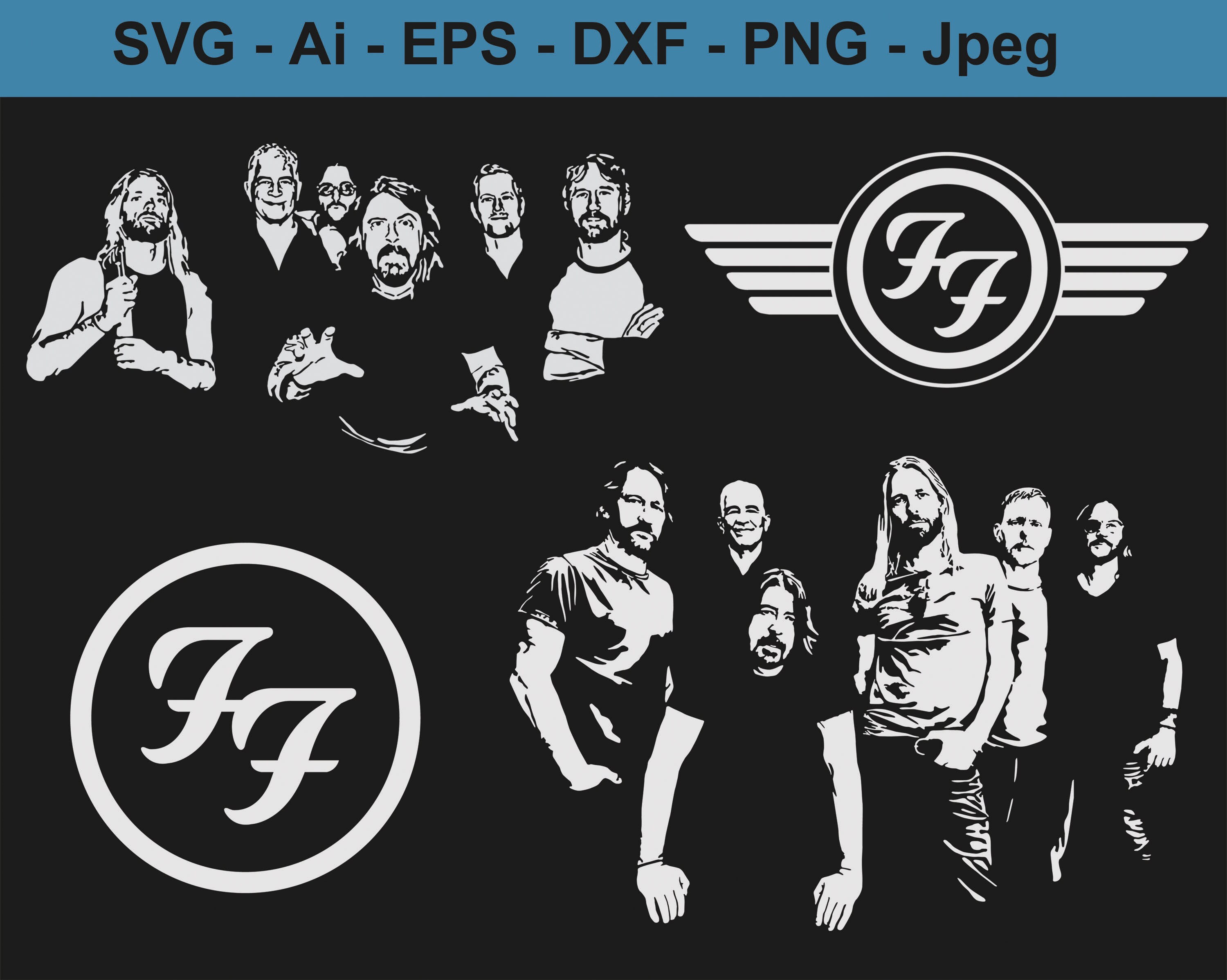 Foo Fighters Vector Clipart Graphics Digital Download Svg Etsy