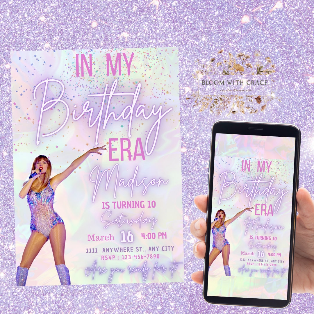 Printable Taylor Swift Birthday Party Invitation, Taylor Swift