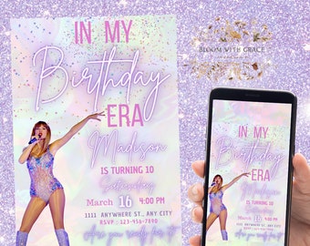 Printable Taylor Swift Birthday Party Invitation,  Taylor Swift Invitation,Birthday Era invitation, Taylor Invite,