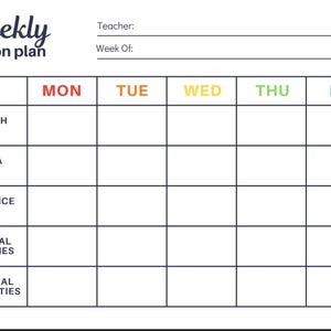 Printable Weekly Lesson Plan Template | Teacher Planner PDF | Classroom ...