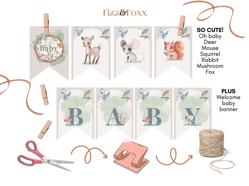 Printable Woodland Creatures Banner Woodland Baby Shower - Etsy