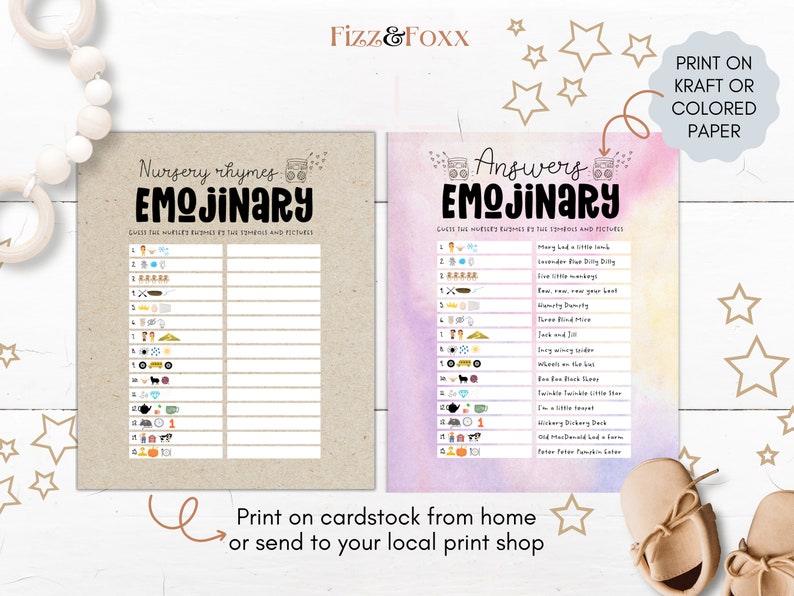 Printable Baby Shower Pictionary Game Baby Shower Emoji Game - Etsy