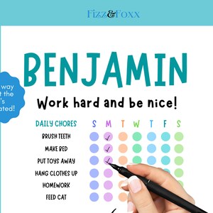 Editable Childrens Chore Chart Template Chore Chart Canva Etsy