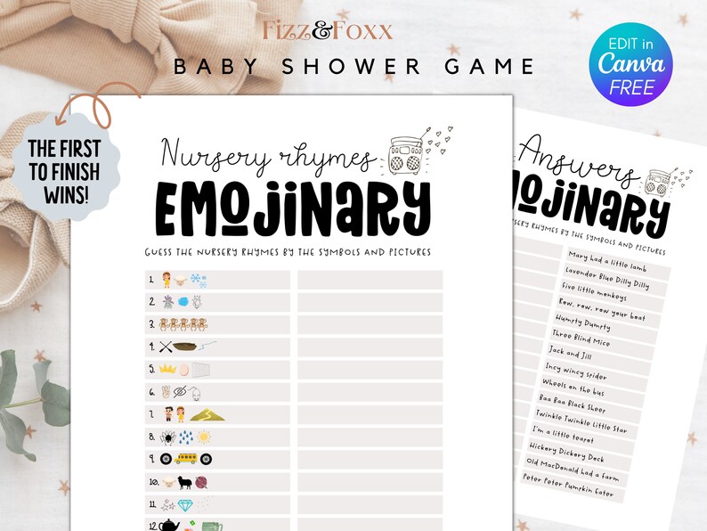 Printable Baby Shower Pictionary Game Baby Shower Emoji Game - Etsy