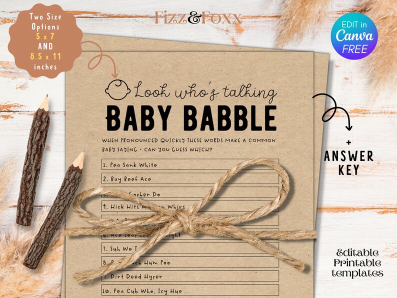 Baby Babble Game, Baby Word Scramble Game, Baby Shower Word Scramble ...