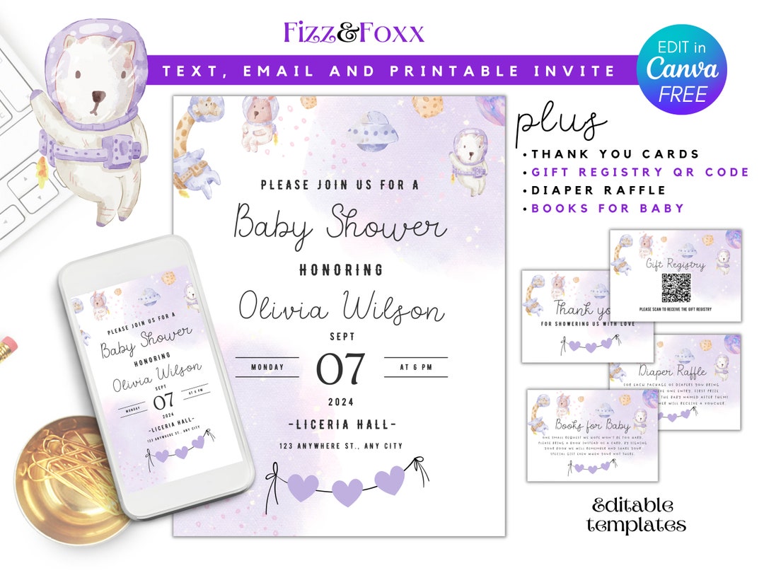 Outer Space Baby Shower Invitations Space Theme Baby Shower Invitation