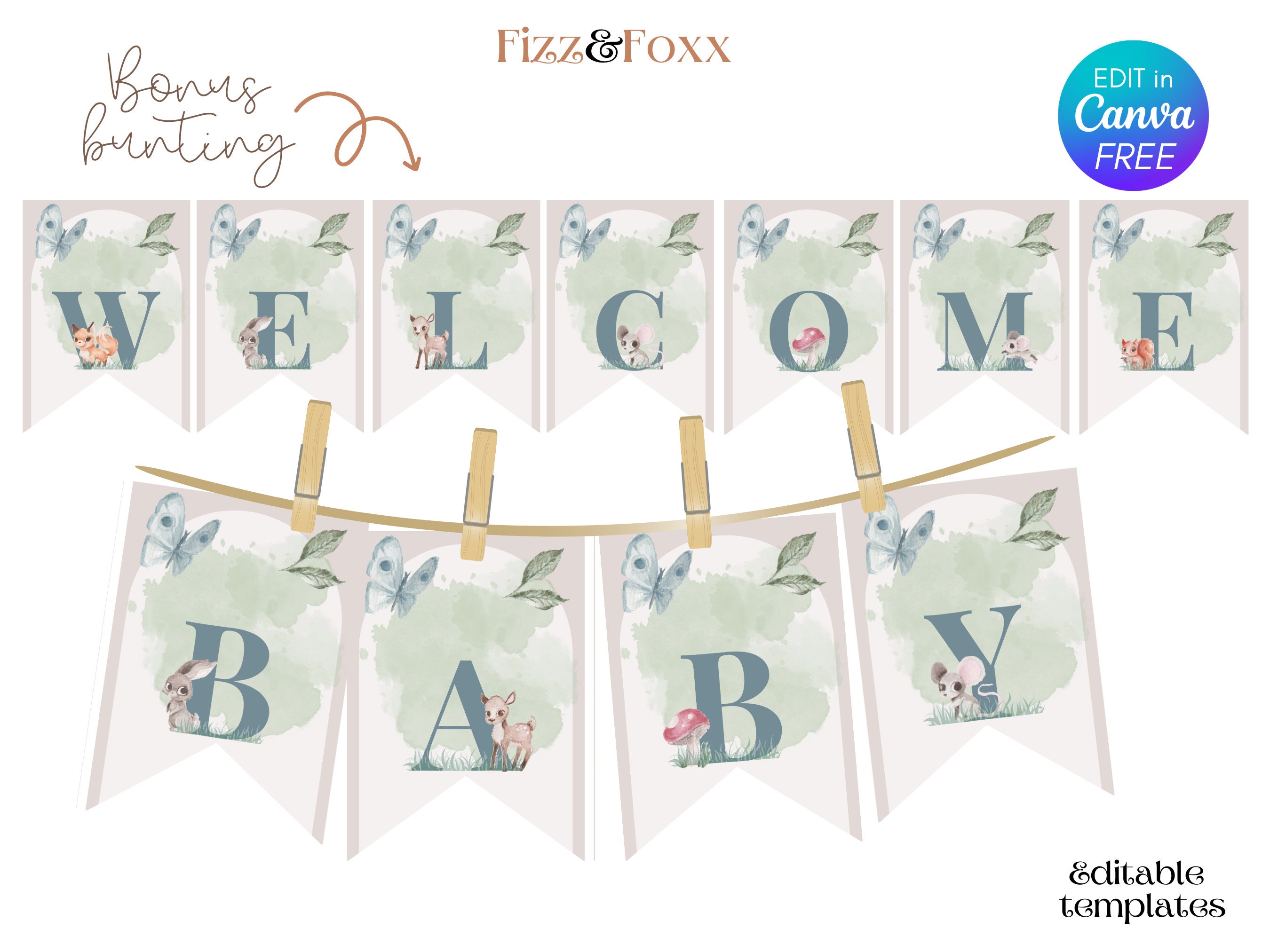 Printable Woodland Creatures Banner Woodland Baby Shower - Etsy