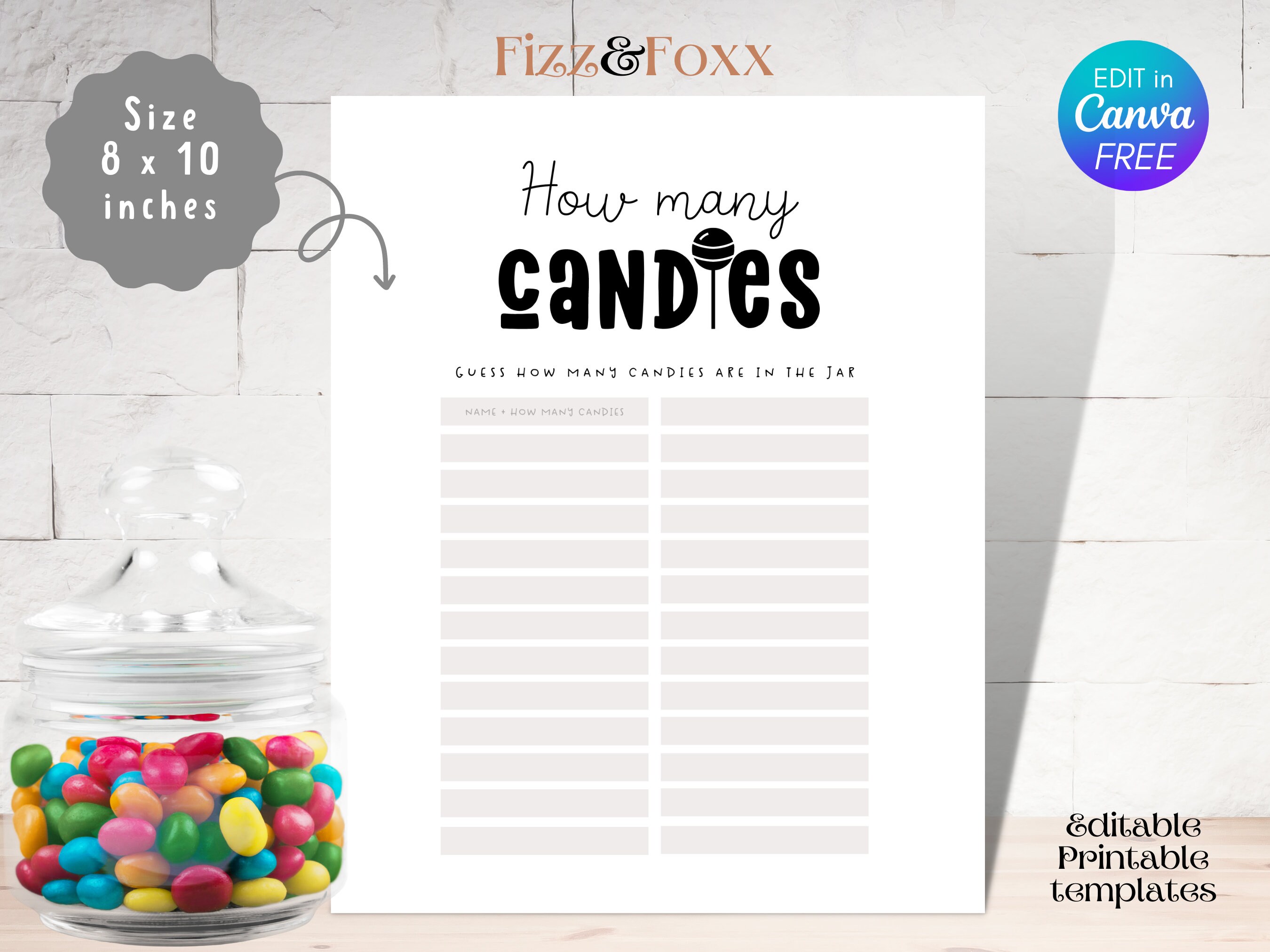 Guess How Many Candies In The Jar Baby Shower Printable Game Guessing 