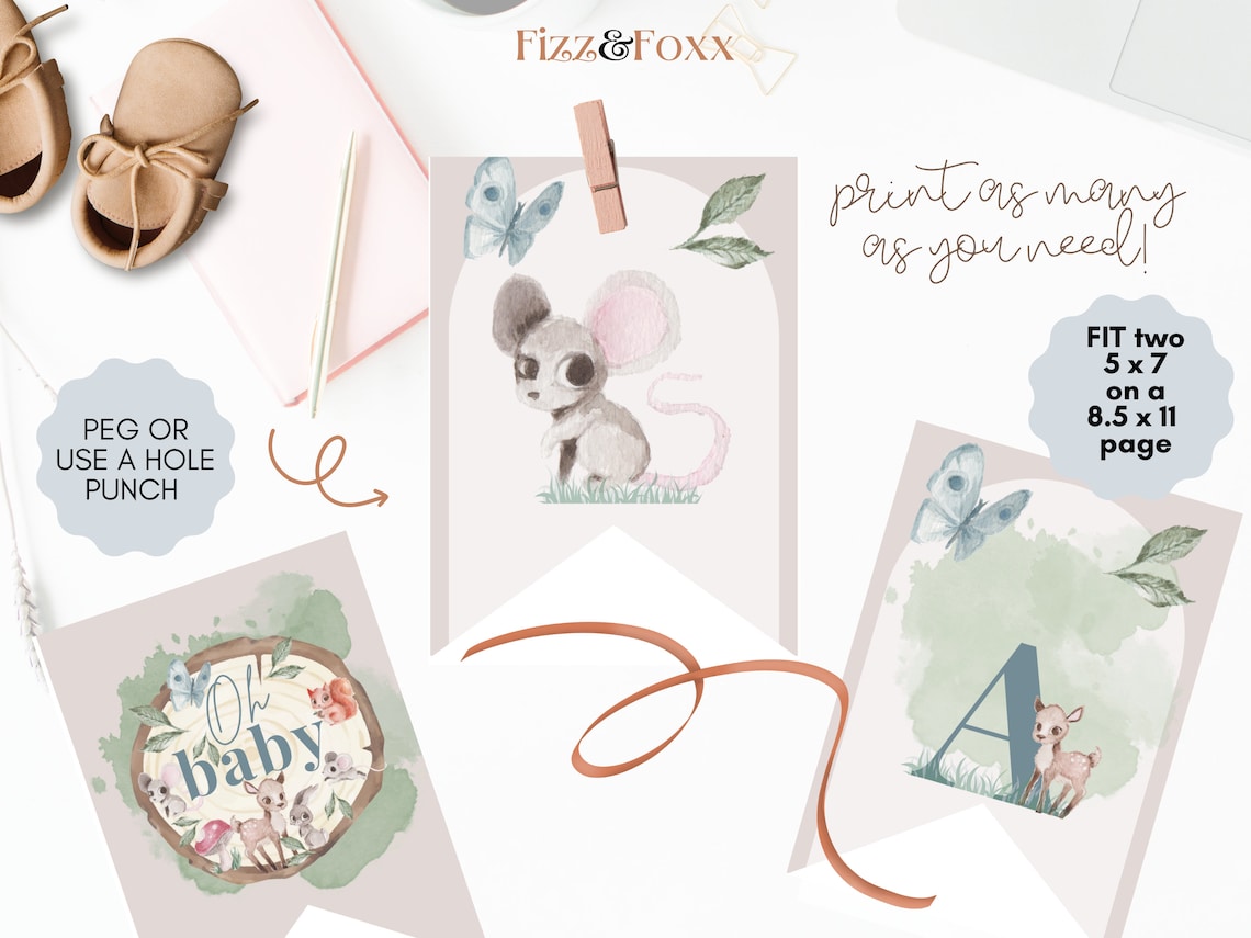 Printable Woodland Creatures Banner Woodland Baby Shower - Etsy