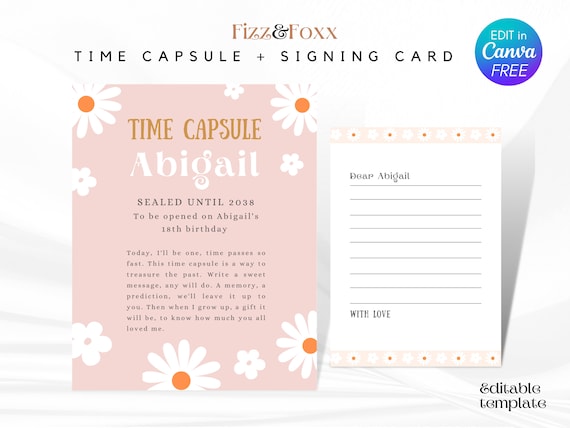 First Birthday Time Capsule Printable Time Capsule Template - Etsy