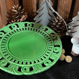 Vintage Decorative Ceramic Bassano green plate