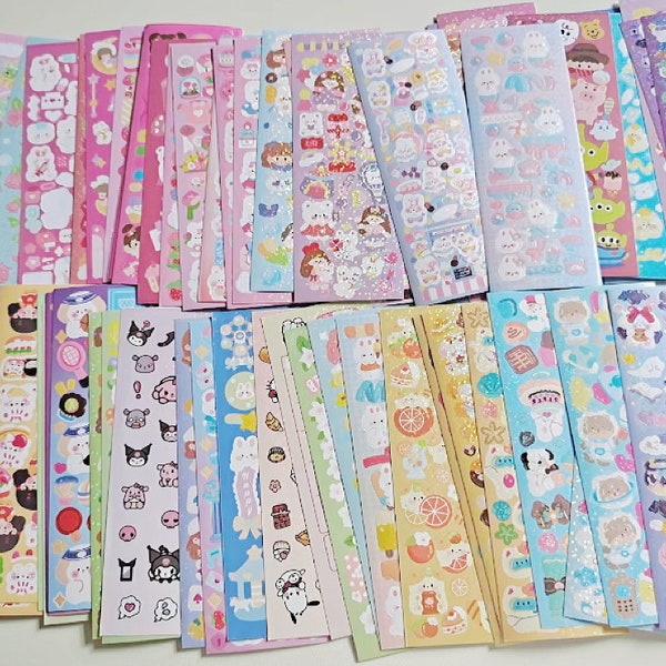 15pc Sticker sheets non-repeat, Korean Stickers Grab Bag, Polco deco stickers, Deco Sticker Sheets Mystery Pack, Toploader Stickers