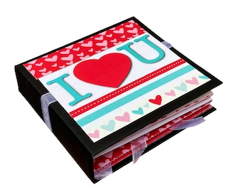 Scrapbook for Valentine&#39;s Day | Romantic Scrapbook for Anniversary or Wedding Gift | I love you Mini Scrapbook Album for BF/GF