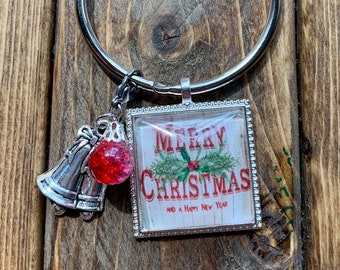 Merry Christmas Thread Keep, Merry Christmas Floss Ring, Merry Christmas Zipper Pull, Christmas Keychain