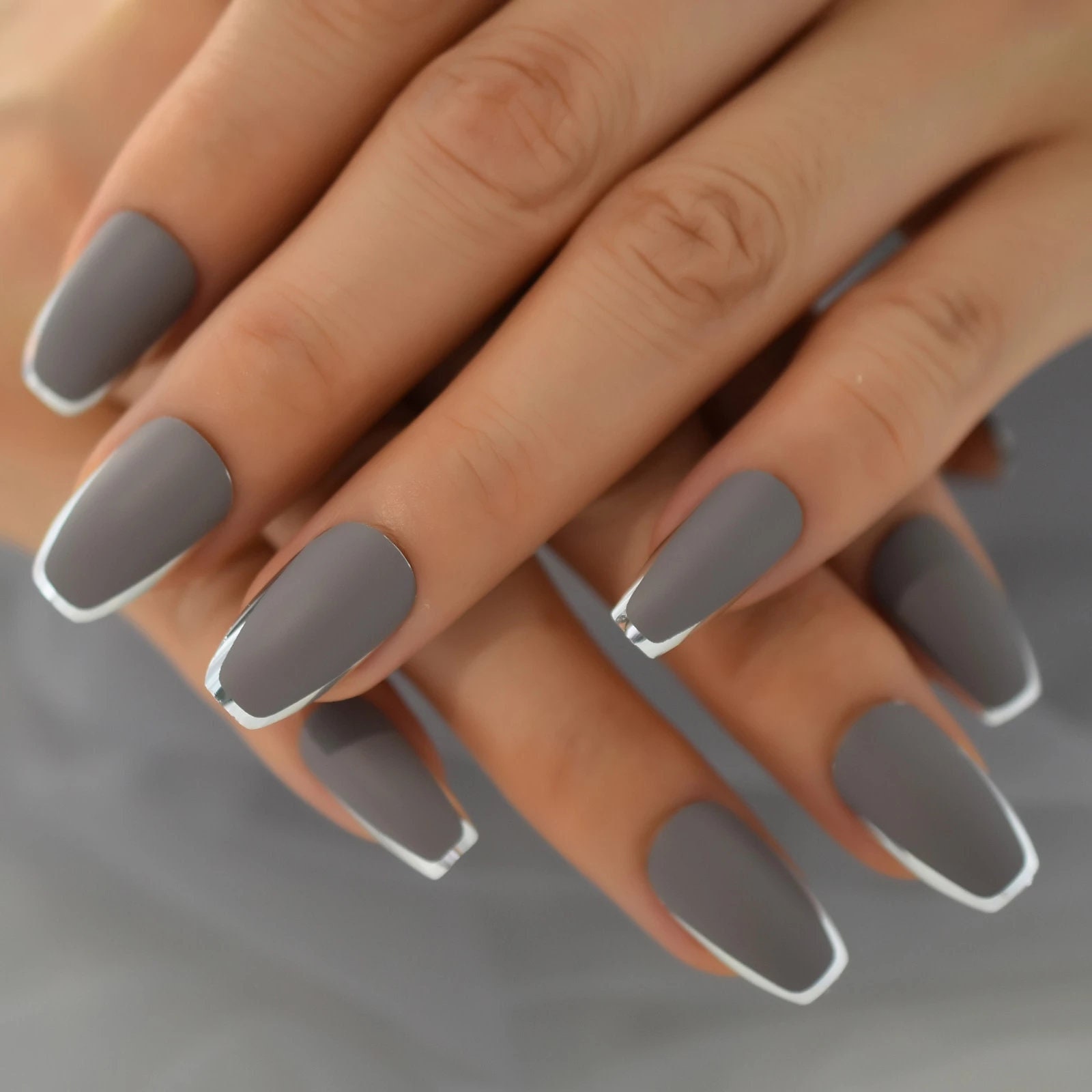 Grey False Nails - Etsy