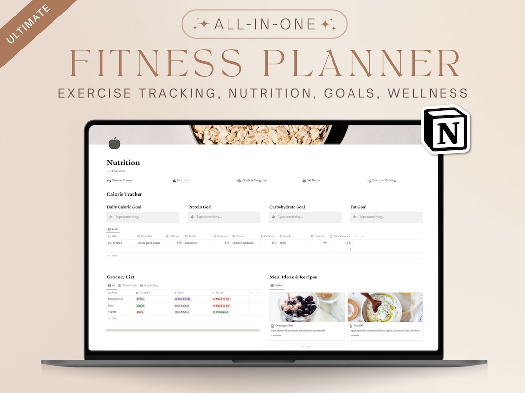 Ultimate Fitness Planner Notion Template | 2024 Goal Daily Exercise ...
