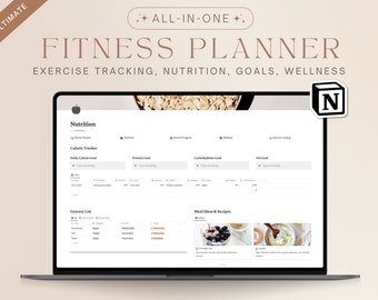 Ultimate Fitness Planner Notion Template | 2024 Goal Daily Exercise Tracker, Food Log Meal Planner, Weight Loss, Wellness, Progress Tracking