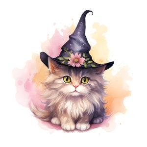 Pastel Halloween Cats Clipart Bundle, 12 High-Quality JPG File, Commercial License, Apparel, Digital Download, Pumpkins, Calico, Tabby Lover