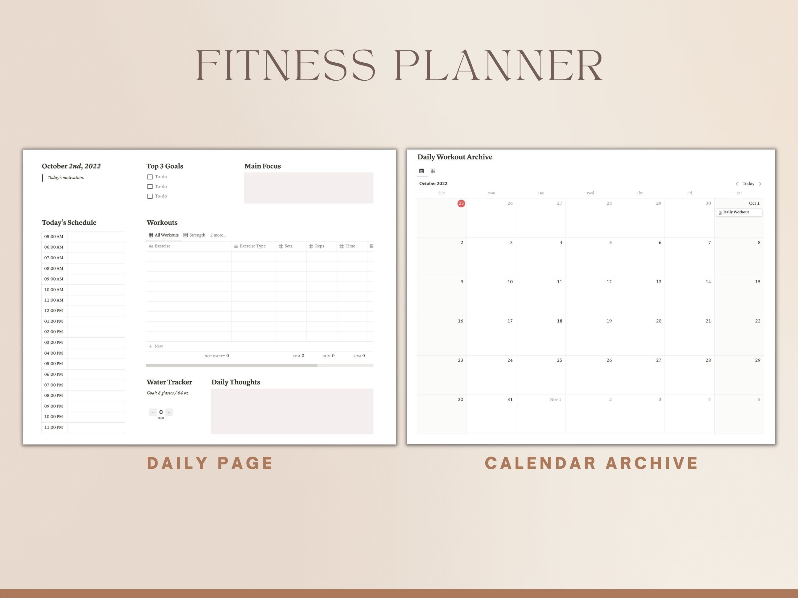 Ultimate Fitness Planner Notion Template | 2024 Goal Daily Exercise ...