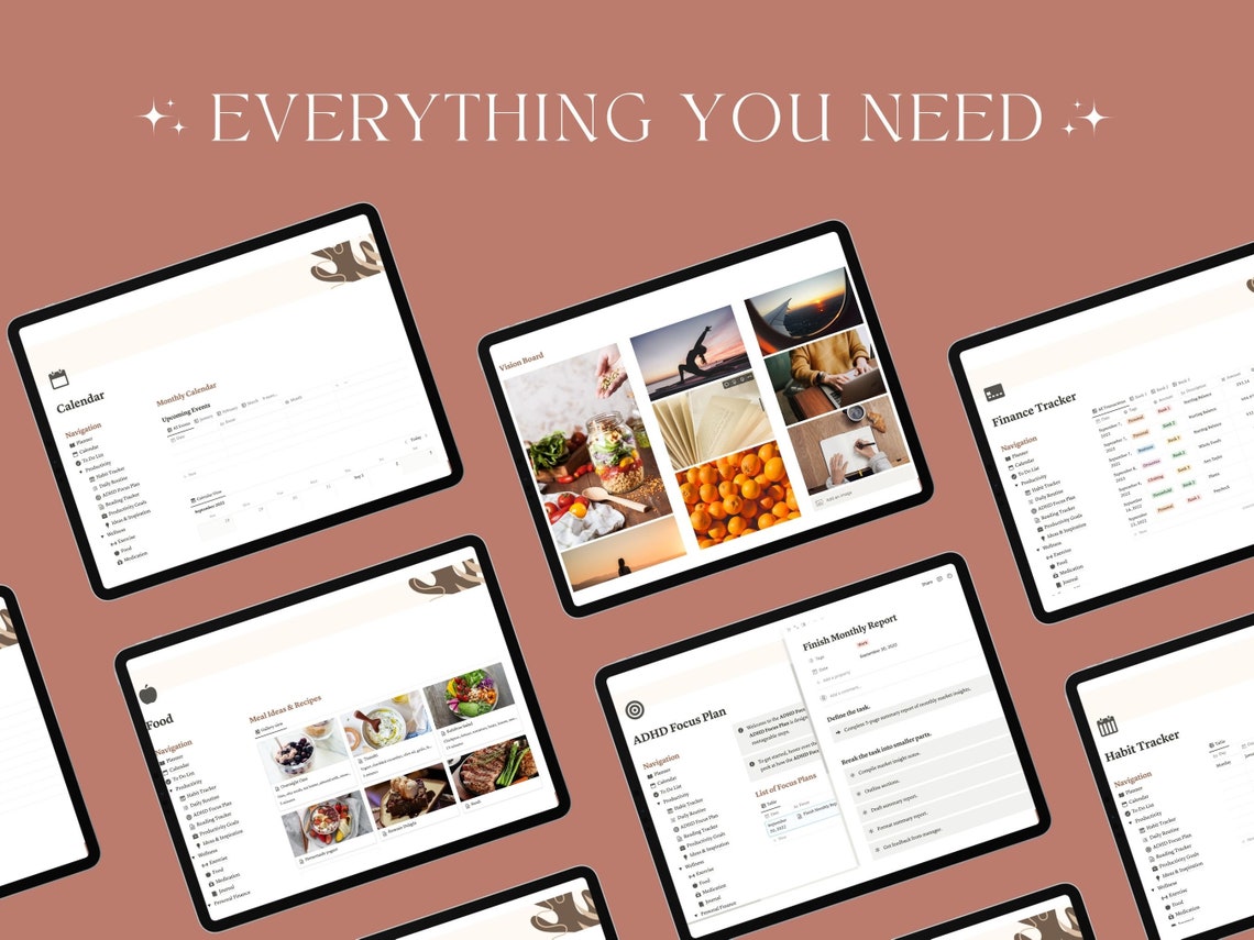 ADHD Life Planner Notion Template Productivity Health Etsy