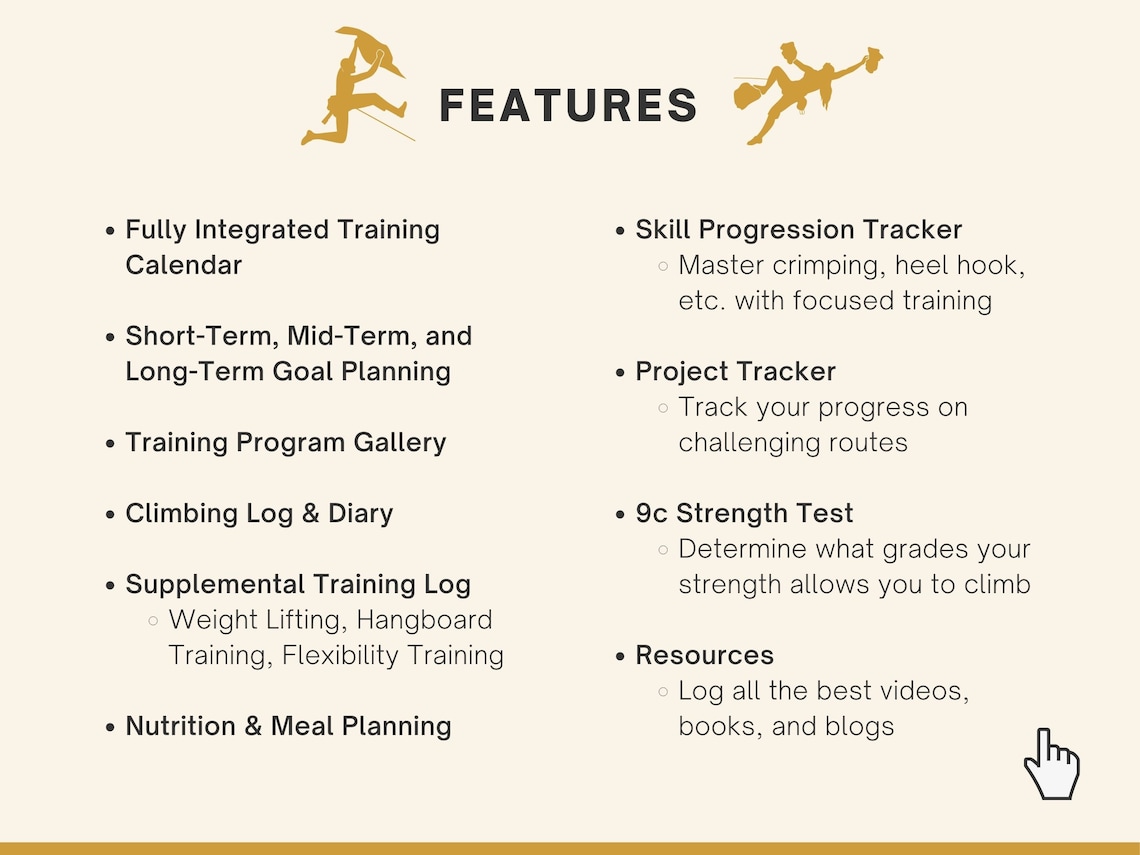Climbing Progression Planner Notion Template Rock Climbing & Bouldering