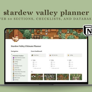 ORIGINAL Stardew Valley V1.5 Notion Planner, 1000 Items, 50+ Sections, Digital Perfection Tracker, Season Guide, Checklists, Quests, Bundles