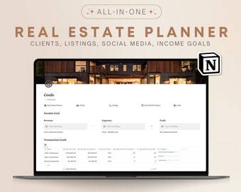 Ultimate Real Estate Planner Notion Template | Client Management, Listings Tracker, Daily Planner, Social Media Planner, Agent Sales Goals