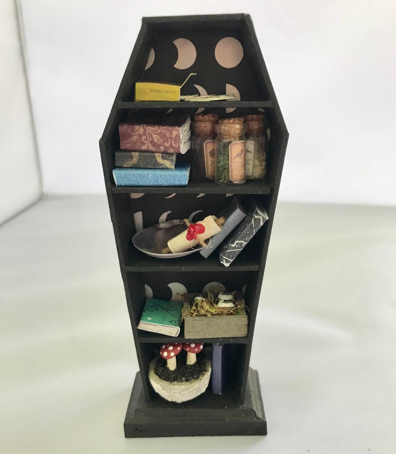 Handcrafted Coffin Shaped Bookshelf Bookcase 112 Scale Dollhouse