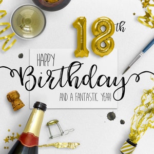 Cartão eletrônico de 18º aniversário | Cartões de aniversário digitais | Cartão de aniversário sem papel | Ecológico | Download instantâneo | Desejos de aniversário | Feliz aniversário