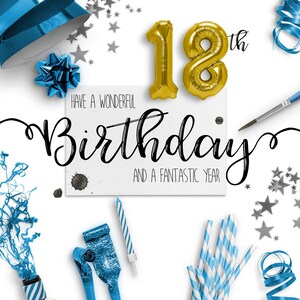 Cartão eletrônico de 18º aniversário | Cartões de aniversário digitais | Cartão de aniversário sem papel | Ecológico | Download instantâneo | Desejos de aniversário | Feliz aniversário
